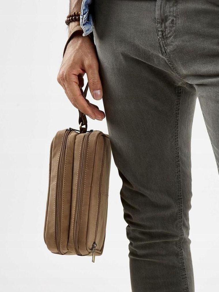 Saszetka do ręki, brązowa, skórzana, Always Wild