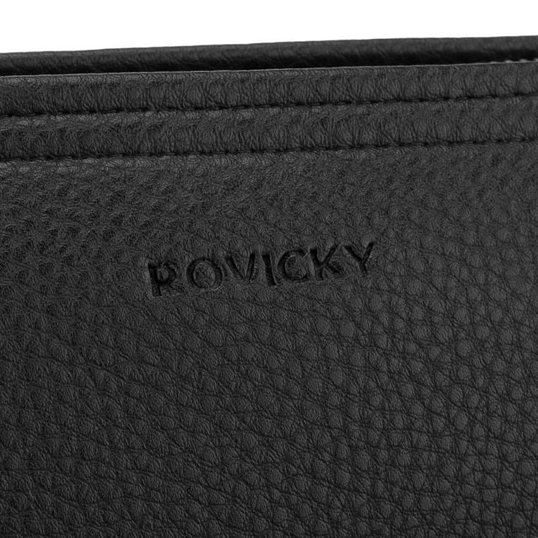 Saszetka do ręki, czarna, skóra ekologiczna, Rovicky