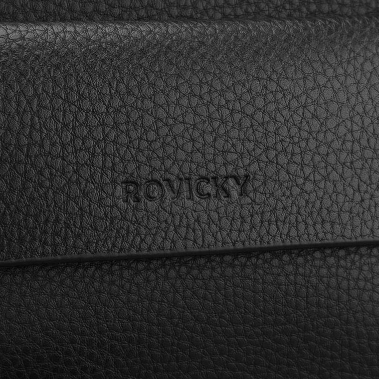 Saszetka do ręki, czarna, skóra ekologiczna, Rovicky