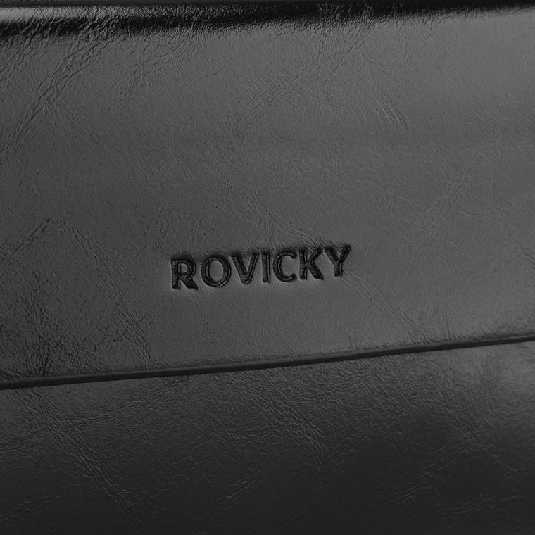 Saszetka do ręki, czarna, skóra ekologiczna, Rovicky