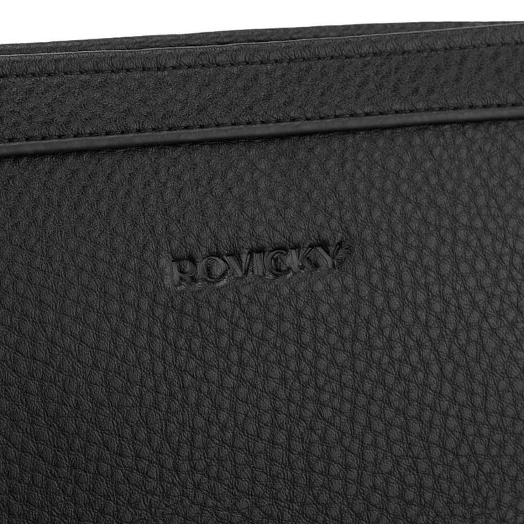 Saszetka do ręki, czarna, skóra ekologiczna, Rovicky