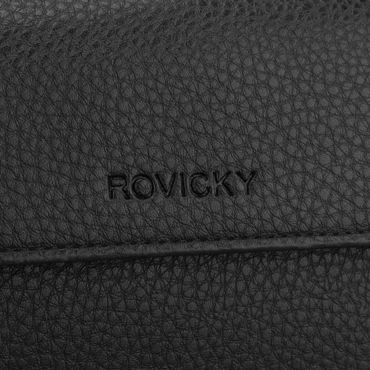 Saszetka do ręki, czarna, skóra ekologiczna, Rovicky