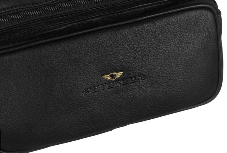 Saszetka do ręki, czarna, skórzana, Peterson