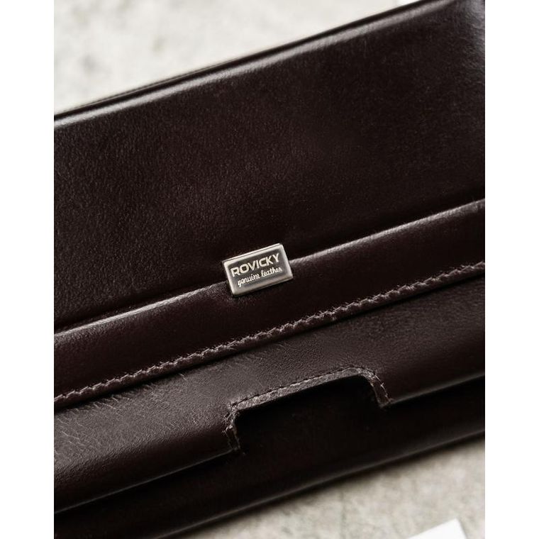 Saszetka na biodro, brązowa, skórzana, Rovicky