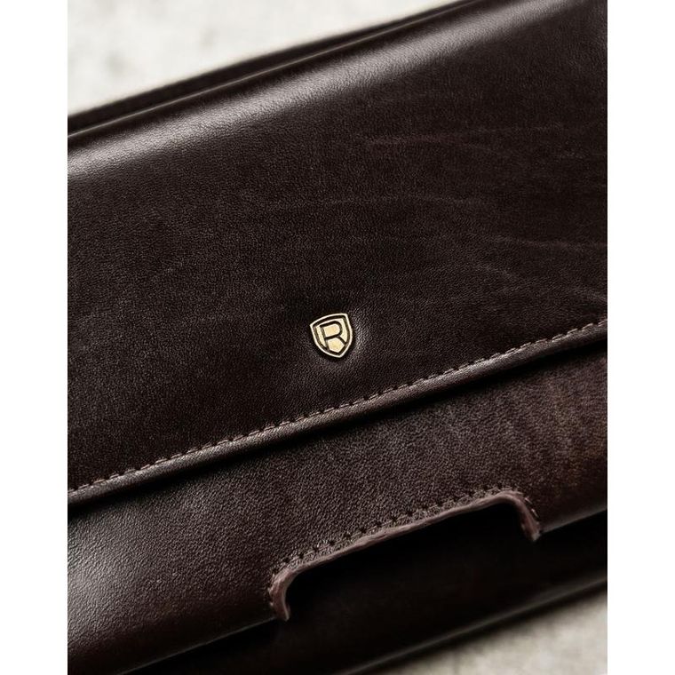 Saszetka na biodro, brązowa, skórzana, Rovicky