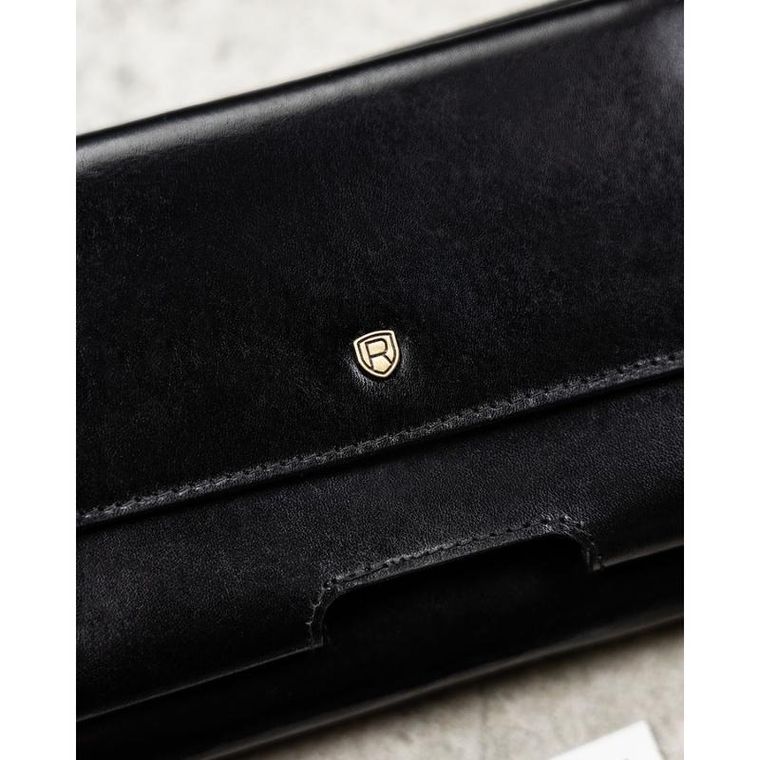 Saszetka na biodro, czarna, skórzana, Rovicky