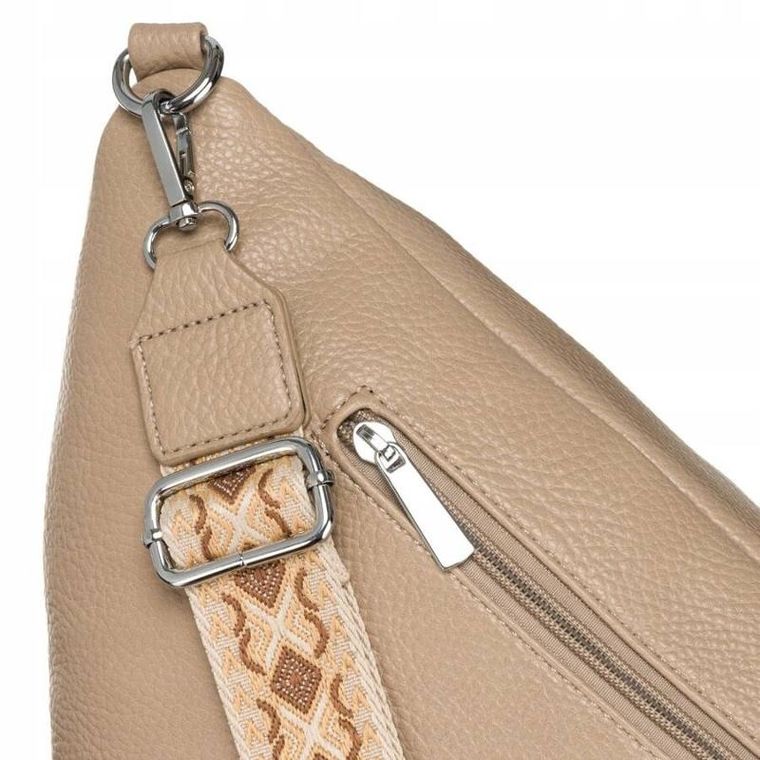 Saszetka na biodro, nerka, beżowa, skóra ekologiczna, Rovicky