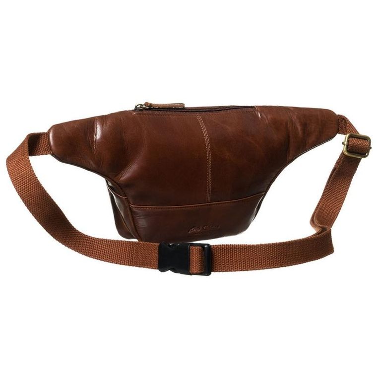 Saszetka na biodro, nerka, brązowa, skórzana, Peterson
