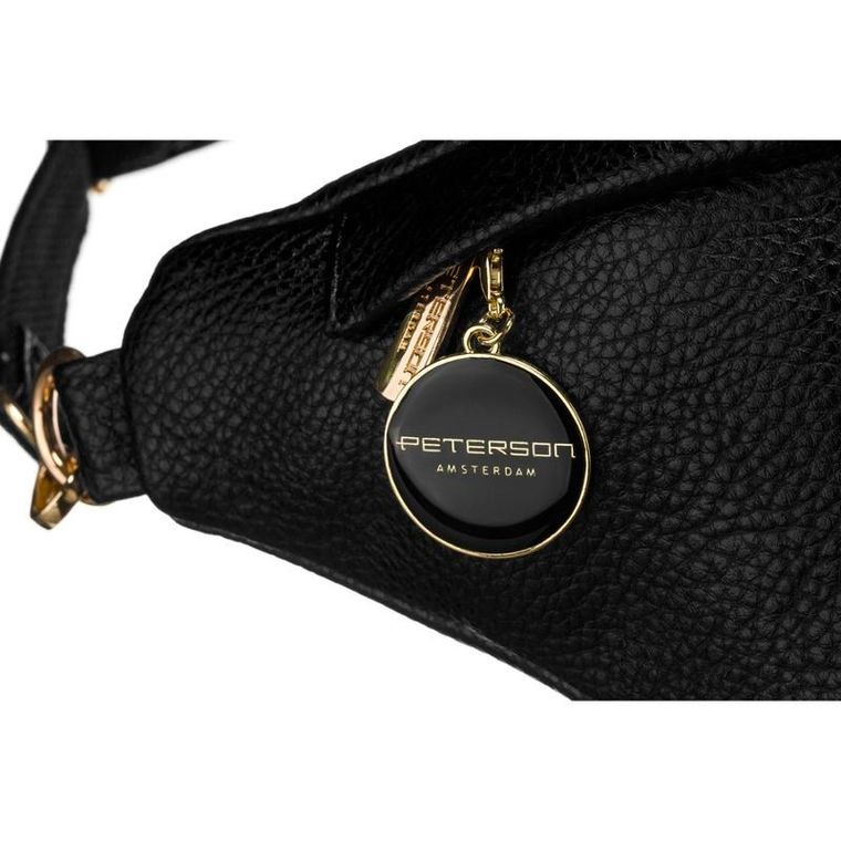 Saszetka na biodro, nerka, czarna, Peterson