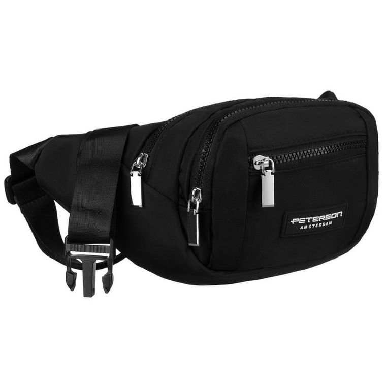Saszetka na biodro, nerka, czarna, Peterson