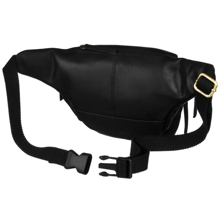 Saszetka na biodro, nerka, czarna, skórzana, Peterson