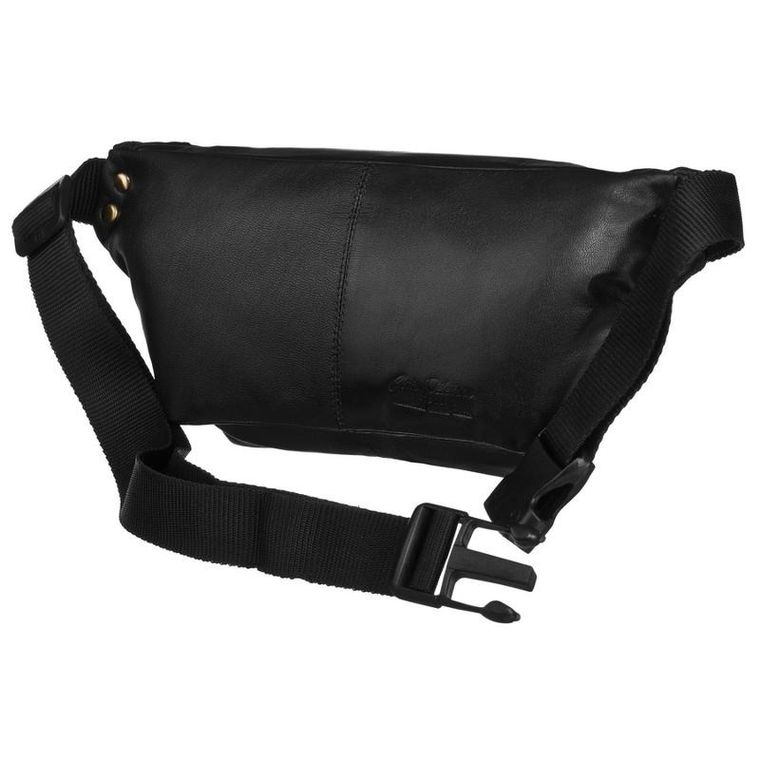 Saszetka na biodro, nerka, czarna, skórzana, Peterson