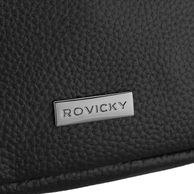 Saszetka na biodro, nerka, czarna, skórzana, Rovicky