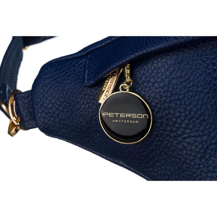 Saszetka na biodro, nerka, granatowa, Peterson
