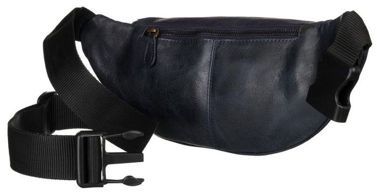 Saszetka na biodro, nerka, granatowa, skórzana, Peterson