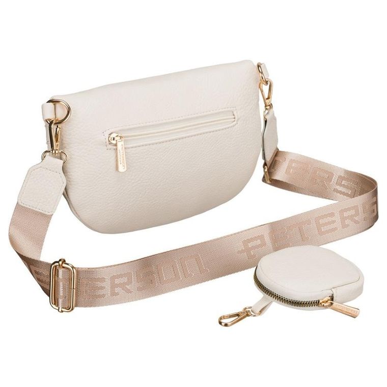 Saszetka na biodro, nerka, jasnobeżowa, skóra ekologiczna, Peterson