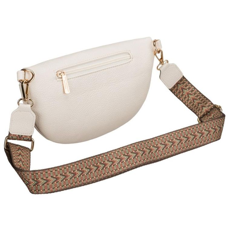 Saszetka na biodro, nerka, jasnobeżowa, skóra ekologiczna, Peterson