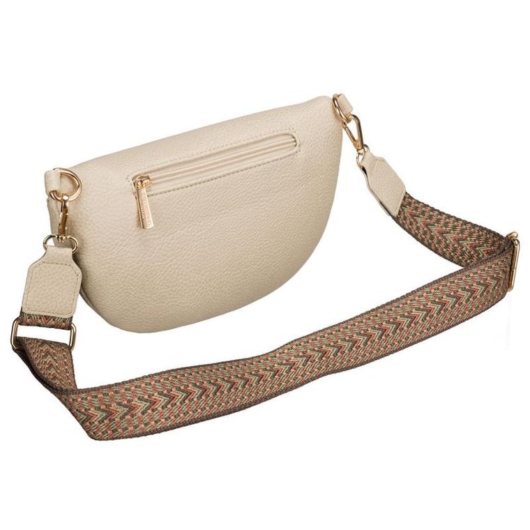 Saszetka na biodro, nerka, jasnobeżowa, skóra ekologiczna, Peterson