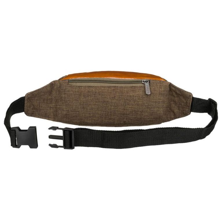 Saszetka na biodro, nerka, zielono-brązowa, Loren