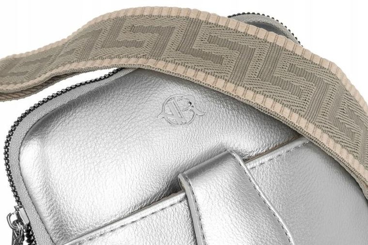 Saszetka na ramię, srebrna, skóra ekologiczna, Rovicky