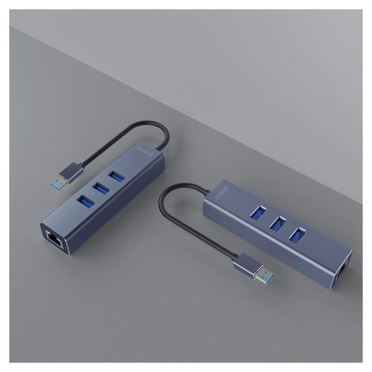 Savio, hub USB-A z adapterem, RJ-45