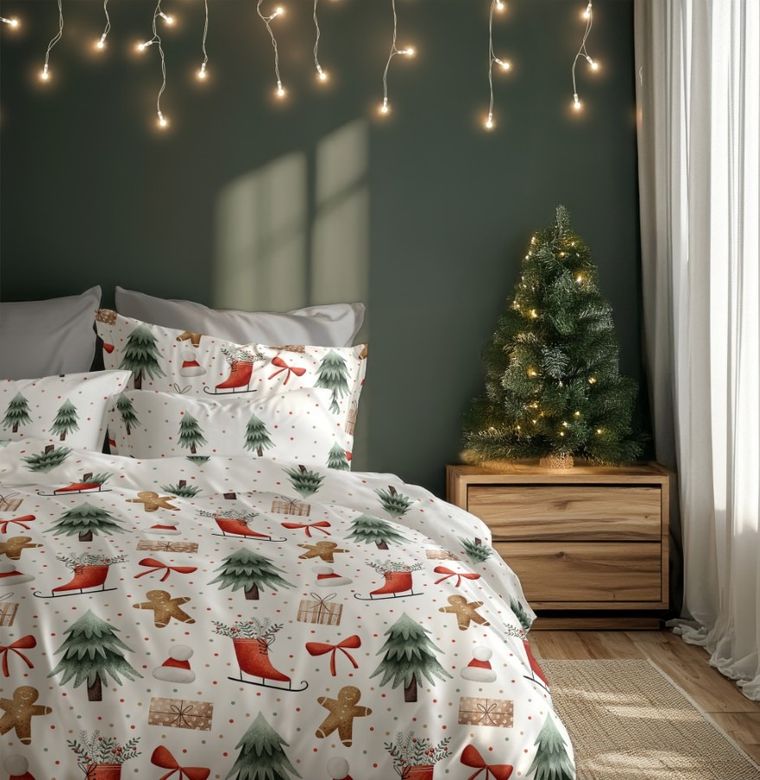 Scandic, Zimowy Czas, 3-częściowy komplet pościeli, bawełna, 160-200 cm