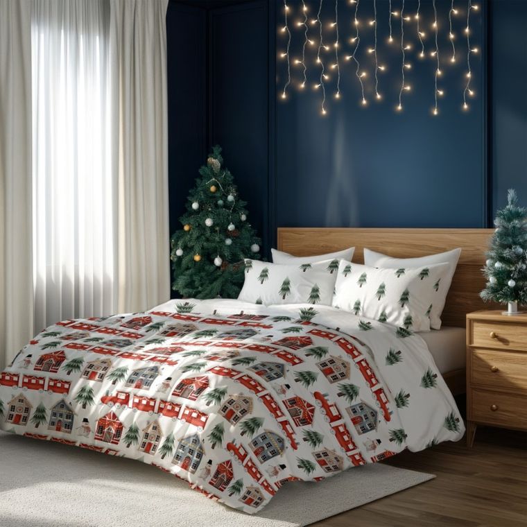 Scandic, Zimowy Ekspres, 2-częściowy komplet pościeli, bawełna, 140-200 cm