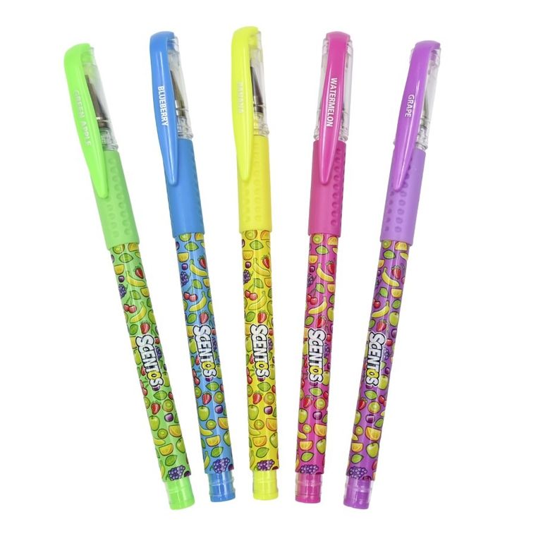Scentos, pachnące długopisy, żelowe, neonowe, 5 kolorów