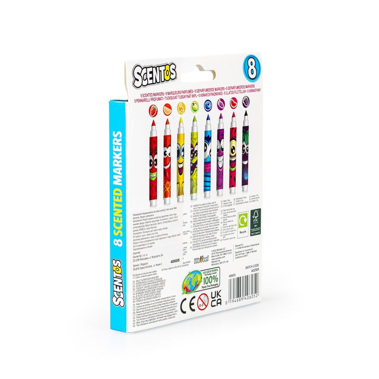 Scentos, pachnące markery, śmieszne minki, 8 kolorów