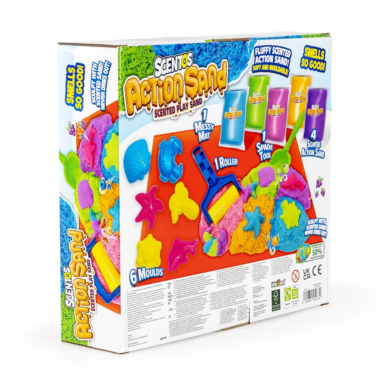 Scentos, Pachnący piasek kinetyczny, zestaw z akcesoriami, 5 kolorów