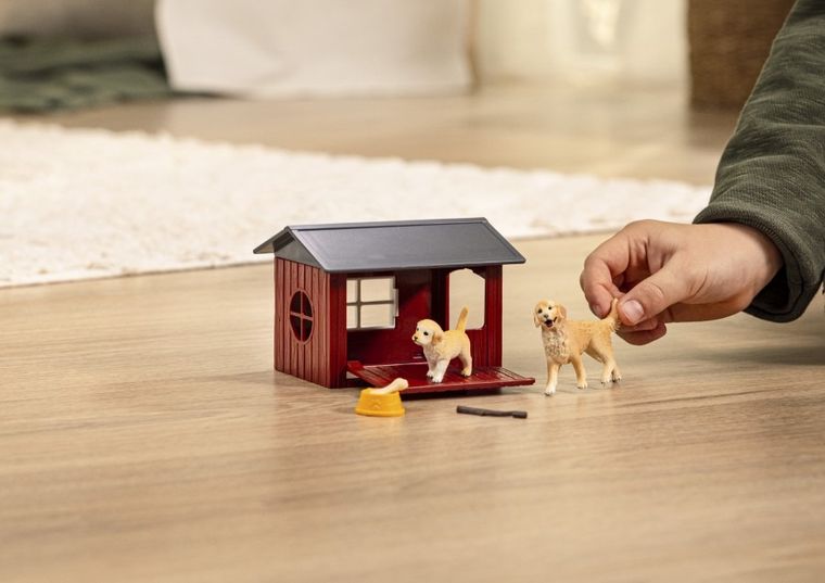 Schleich, Farm World, Buda dla psa z Golden Retrieverem, zestaw, 42722