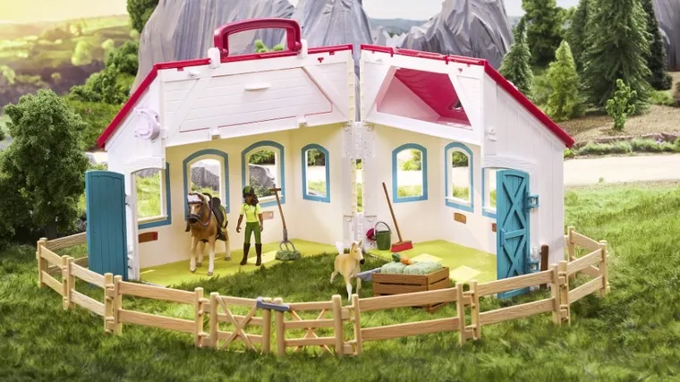 Schleich, Horse Club, Mała Podkowa, Otwarta stajnia, zestaw, 42703
