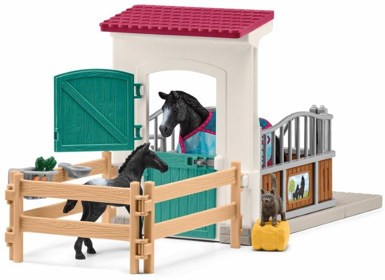 Schleich, Horse Club, Zagroda dla koni z klaczą oraz źrebakiem, zestaw, 42611