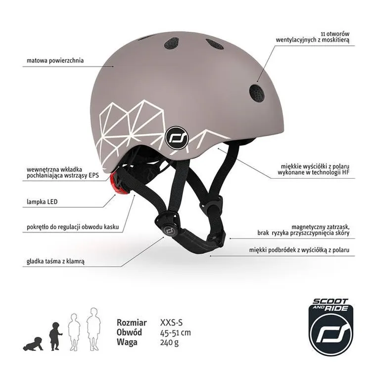 Scoot & Ride, kask, Brown Lines, rozmiar XXS-S