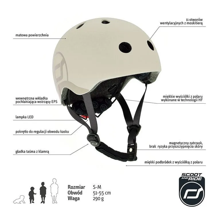 Scoot & Ride, kask ochronny, Ash, rozmiar 51-55 cm