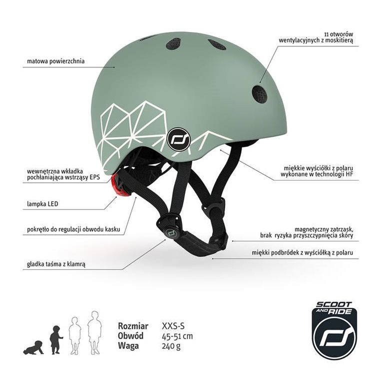 Scoot & Ride, kask ochronny, Green Lines, rozmiar 45-51 cm
