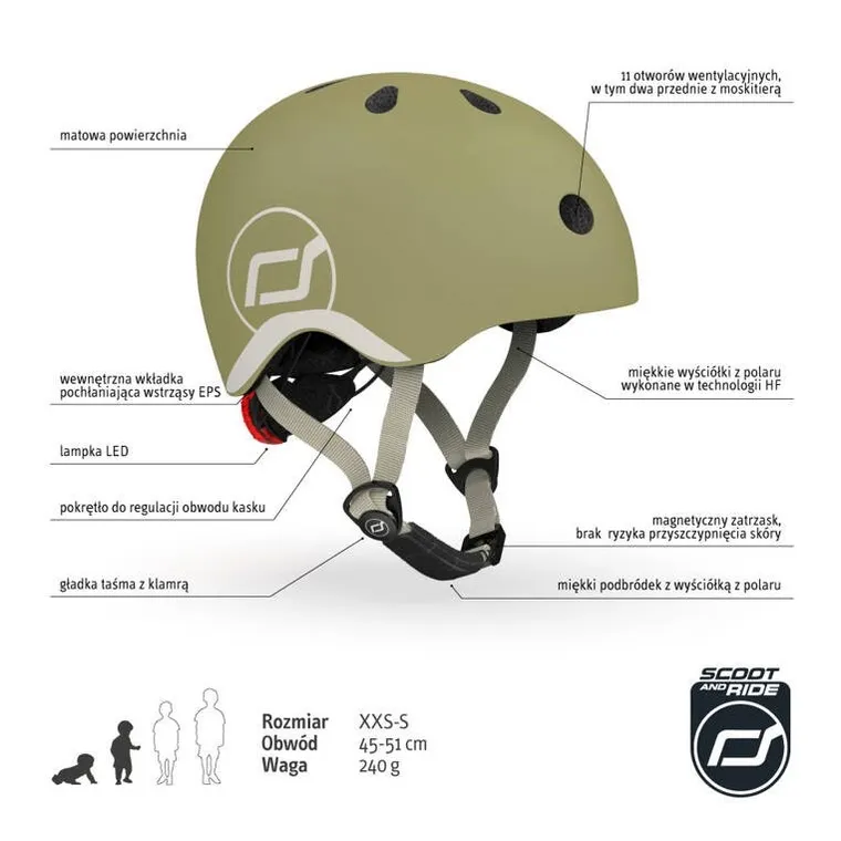Scoot & Ride, kask, Olive, rozmiar XXS-S