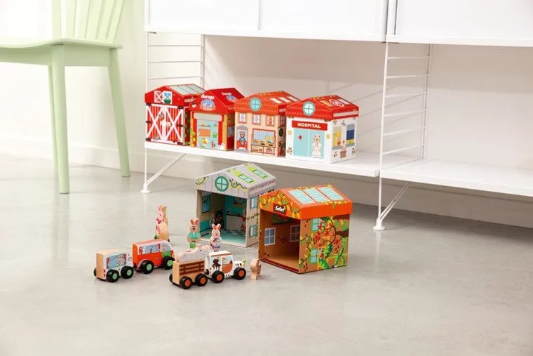 Scratch, domek z figurkami, garaż