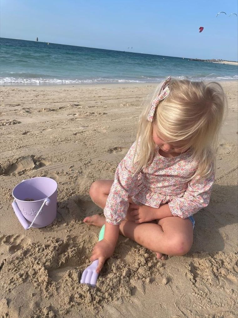 Scrunch, grabki i łopatka 2w1, pudrowy róż