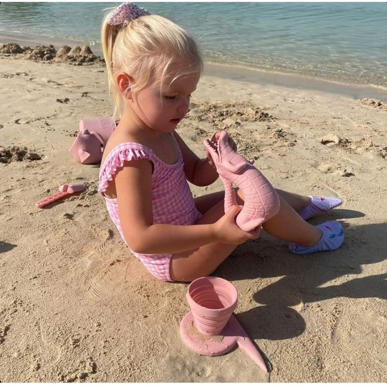 Scrunch, silikonowa miarka, ślimak, pudrowy róż