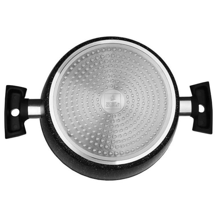 Secret de Gourmet, garnek aluminiowy z pokrywką, marmurowa powłoka, 24 cm