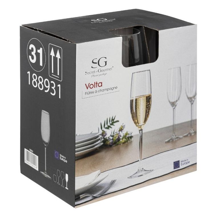 Secret de Gourmet, kieliszki do szampana volta, 6-210 ml