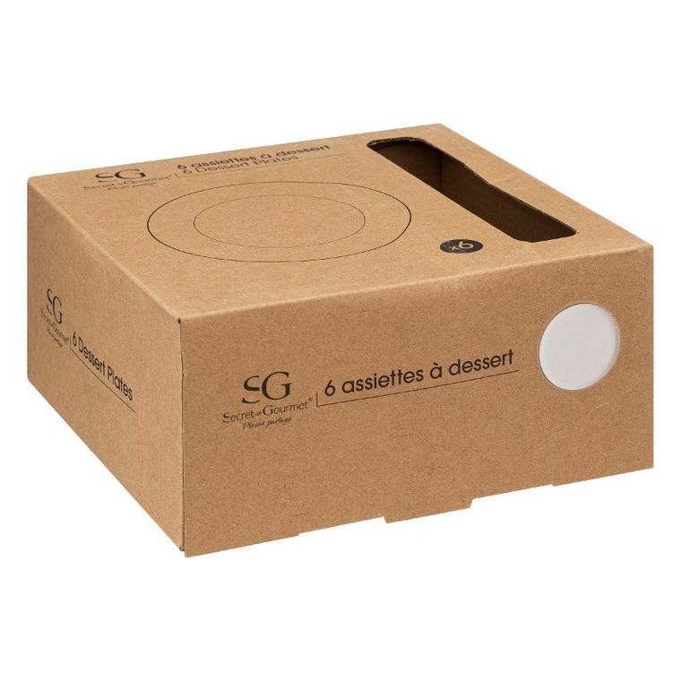 Secret de Gourmet, talerze deserowe porcelanowe, Sublima, złota obwódka, średnica 20 cm, 6 szt.