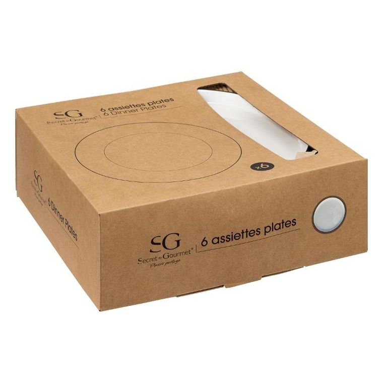 Secret de Gourmet, talerze obiadowe porcelanow, Alix, czarna obwódka, średnica 27 cm, 6 szt.