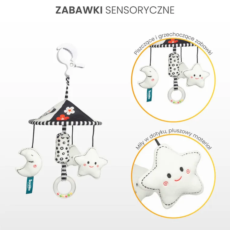 Sensillo, Black&White, karuzela do wózka, gwiazdka