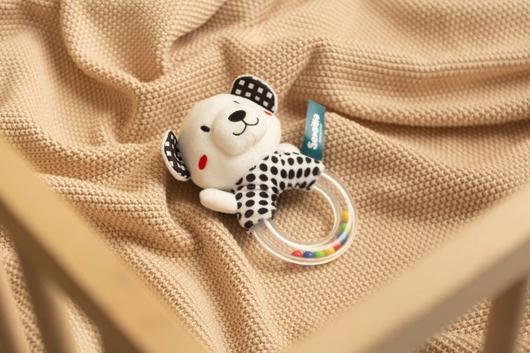 Sensillo, Black&White, miś, miękka grzechotka