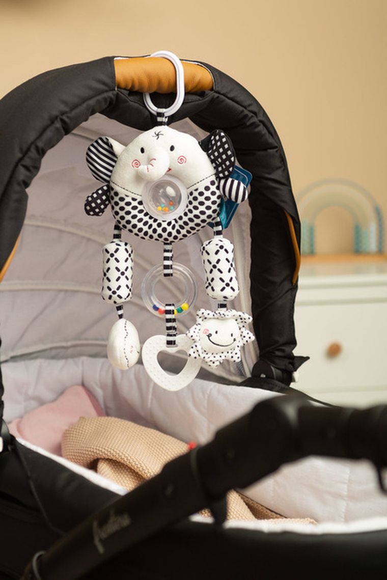 Sensillo, Black&White, zabawka podróżna, słonik