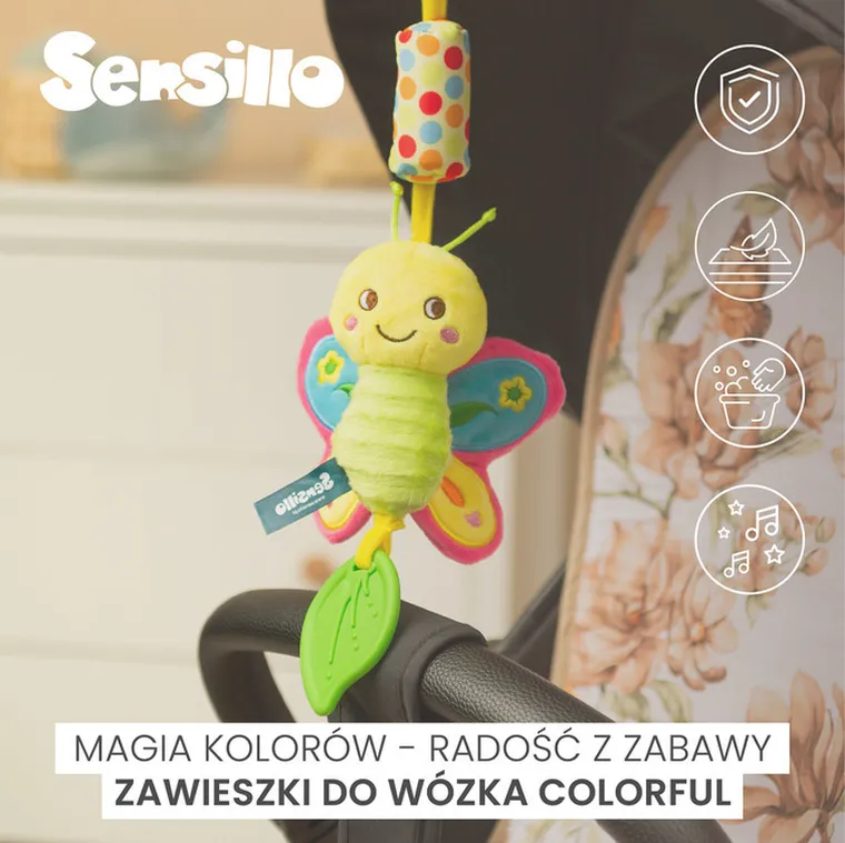 Sensillo, Colorful, zawieszka do wózka, ptaszek