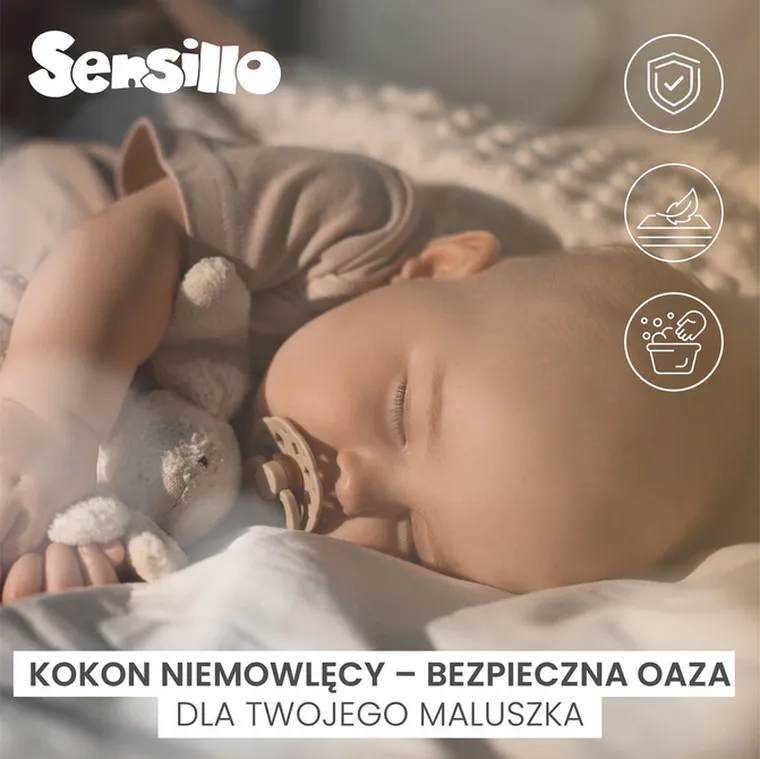 Sensillo, Dmuchawce, gniazdko niemowlęce, kokon, muślin, beżowy, 80-45 cm