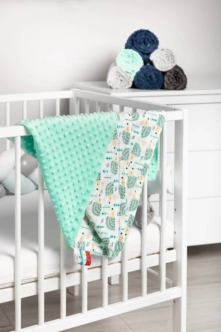 Sensillo, Jeżyki, kocyk minky, miętowy, 75-100 cm